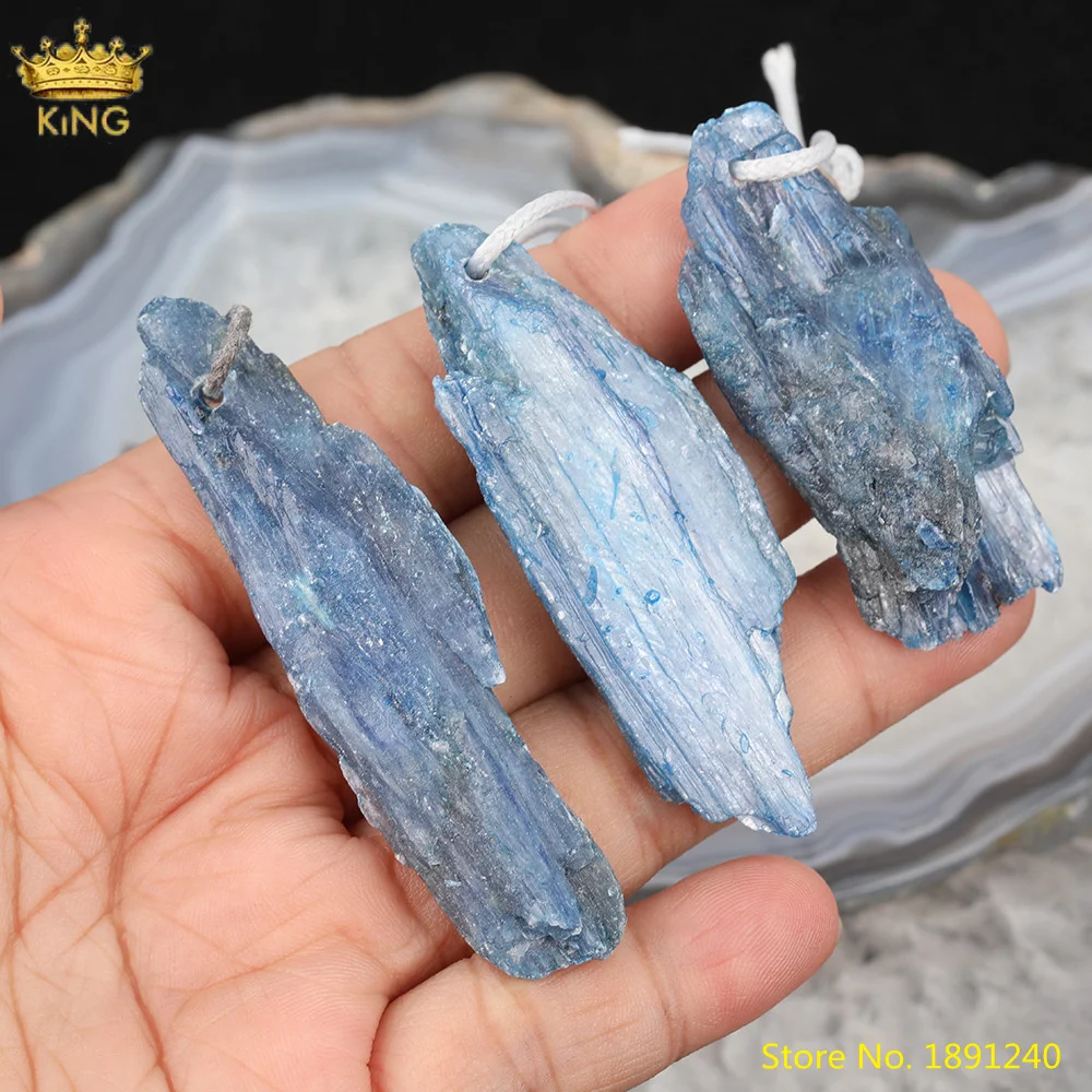 

5pcs Natural Blue Kyanite Slab Beads Pendant For Necklace Making,Long Point Kyanite Stone Charms For DIY Jewelry Findings