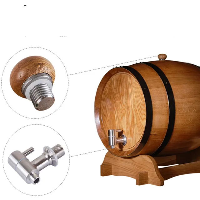 3L/5L Liter Tölgyfa Hordók Fa Hordó Otthoni Főzött Whisky Vörösbor Sör Szilárd Bor - Image 4