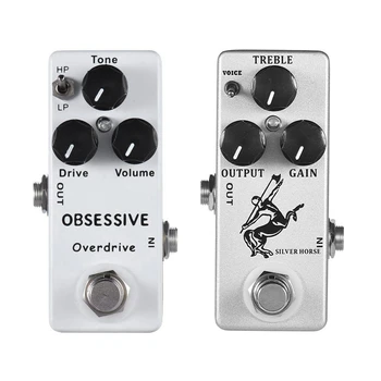 

MOSKY 2 Pcs Horse Guitar Effect Pedal Overdrive Guitar Pedal Full Shell Guitar Parts & Accessories Silver