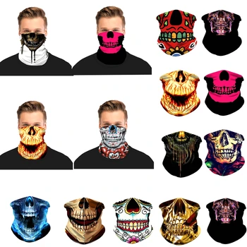 

3D Skull Skeleton Balaclava Seamless Motorcycle Bike Neck Face Shield Mask Scarf Cycling Outdoor Anti-UV Bandana Headband