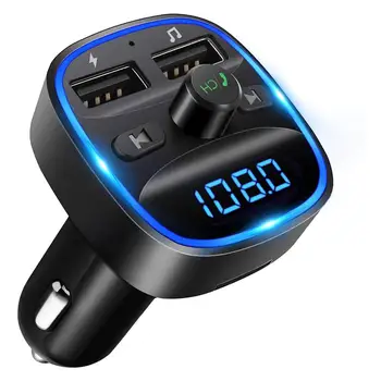

T25S Car FM Transmitter Bluetooth Hands Free TF Card USB Disk MP3 Player QC3.0 Dual USB Charger FM Modulator