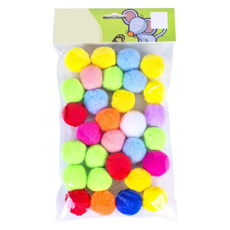 Dorakitten 30Pcs/Set Cat Pompom Balls Assorted Bouncy Anti-Bite Chew Toys Plush Pet Supplies Random Color | Дом и сад
