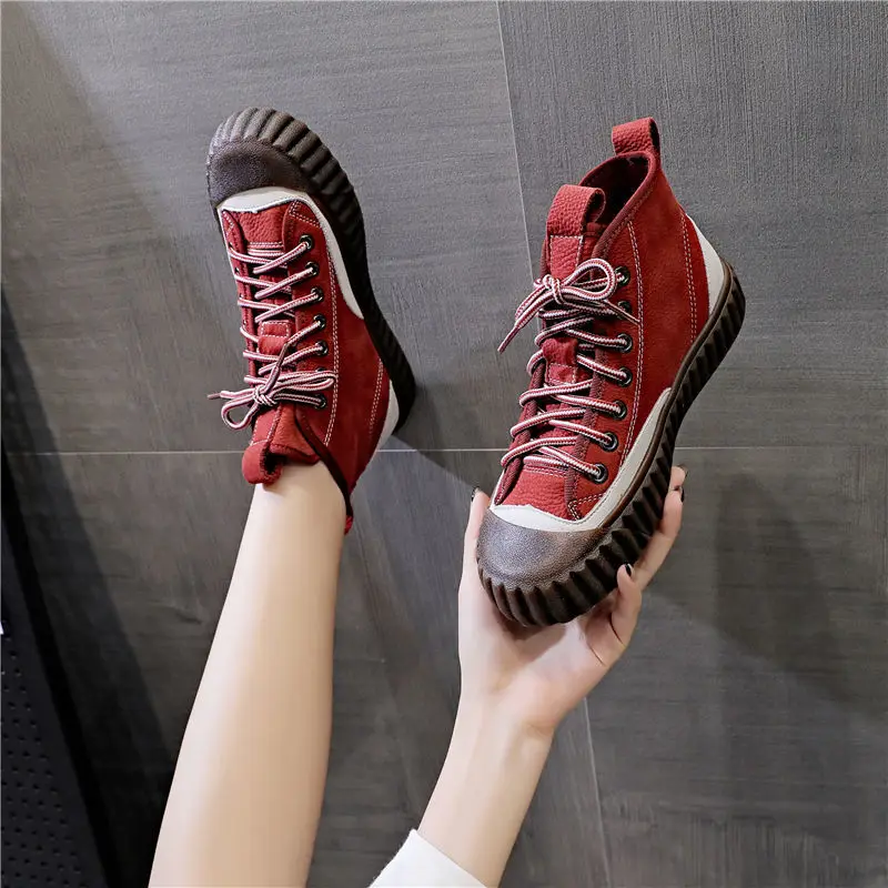 

Ethnic style women's shoes canvas casual all-match board shoes literary retro high top