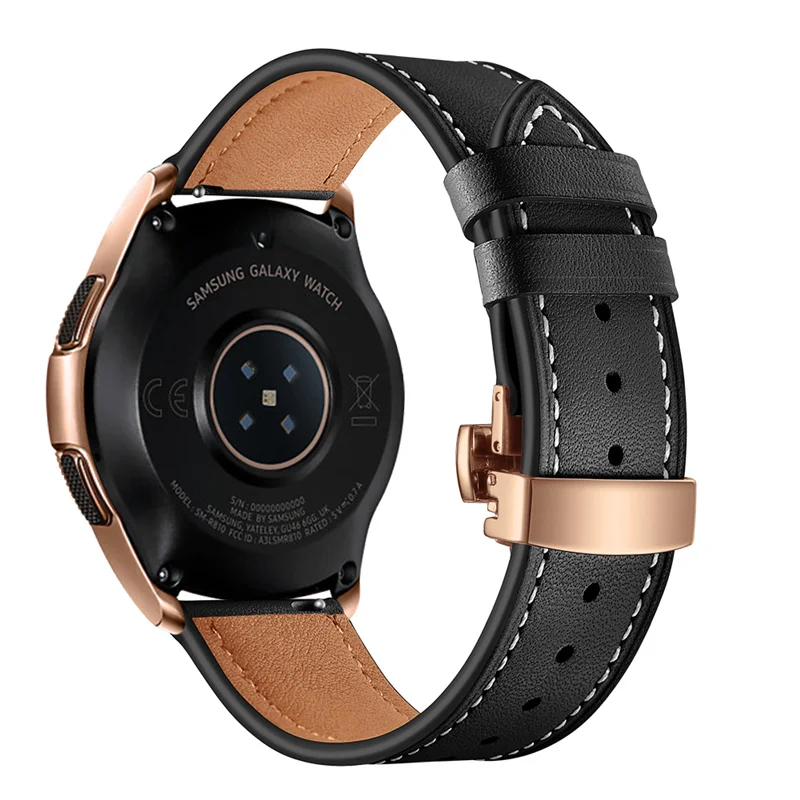 20 мм 22 мм ремешок из натуральной кожи для часов samsung Galaxy Watch 42 46 мм gear S3 соединитель из нержавеющей стали застежка-бабочка