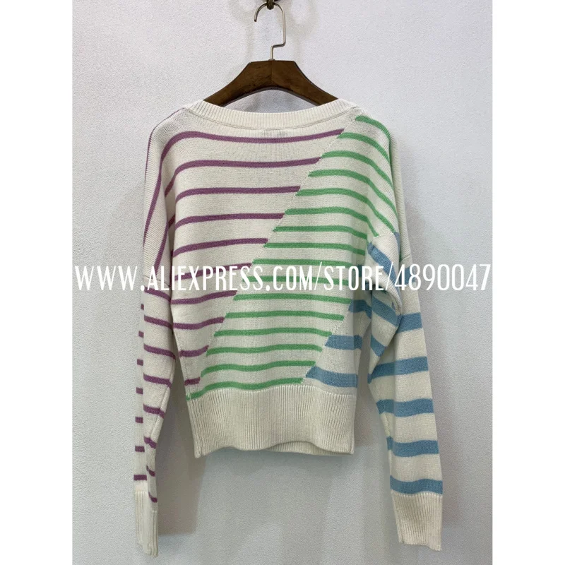 

Single-collar striped sweater women 2020 new cashmere sweater top high quality sweater