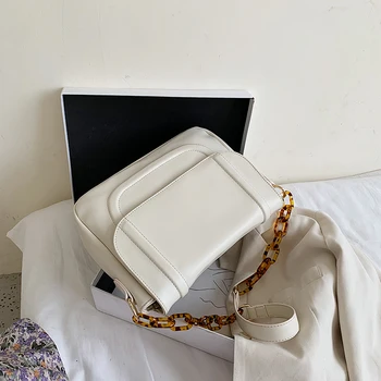 

Solid Color PU Leather Sac A Main Femme Crossbody Bags For Women 2020 Summer Small Shoulder Handbags Female Chain Bag