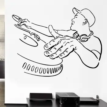 

Night Bar Dj Player Wall Sticker Decor Cool Music Boy Vinyl Wall Decals Headphones DJ Man Home Murals Wall Art Poster AZ1009