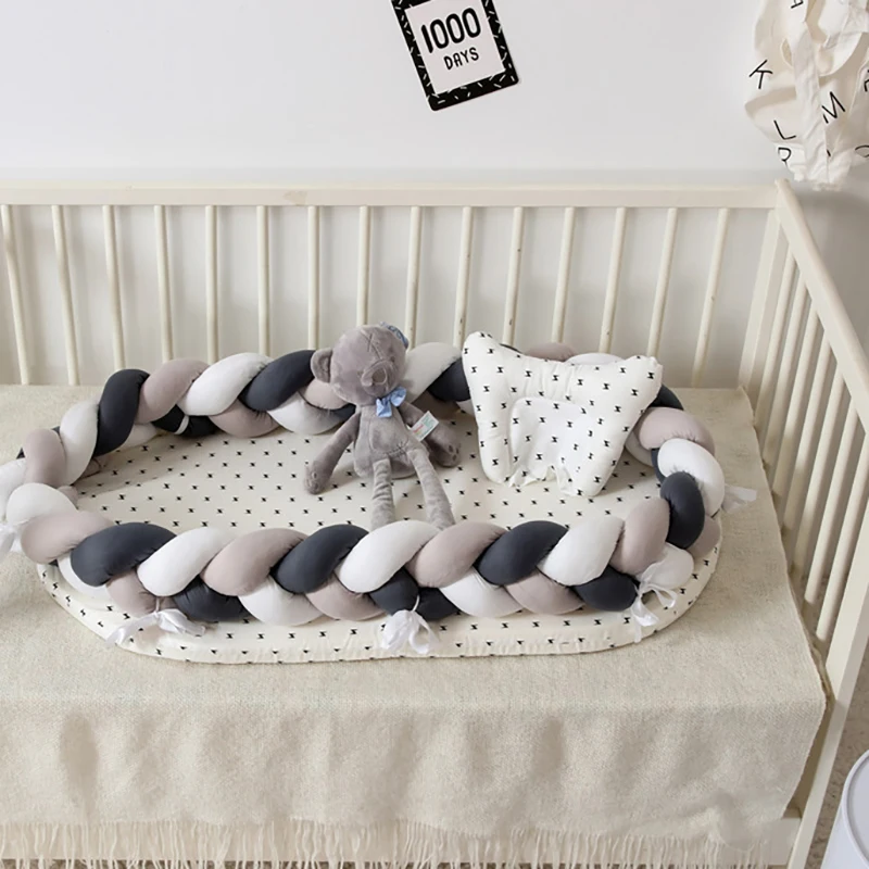 Детская кроватка, корзина для сна, переносная люлька для новорожденных, тканевые бортики с узлом, хлопковая детская кроватка, безопасная защита для сна