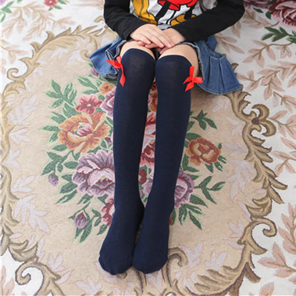 1 Pair Winter New Kids Toddlers Girls Big Bow Knee High Long Soft Cotton Leg Warmer Socks Kids Soft Princess Socks#p4