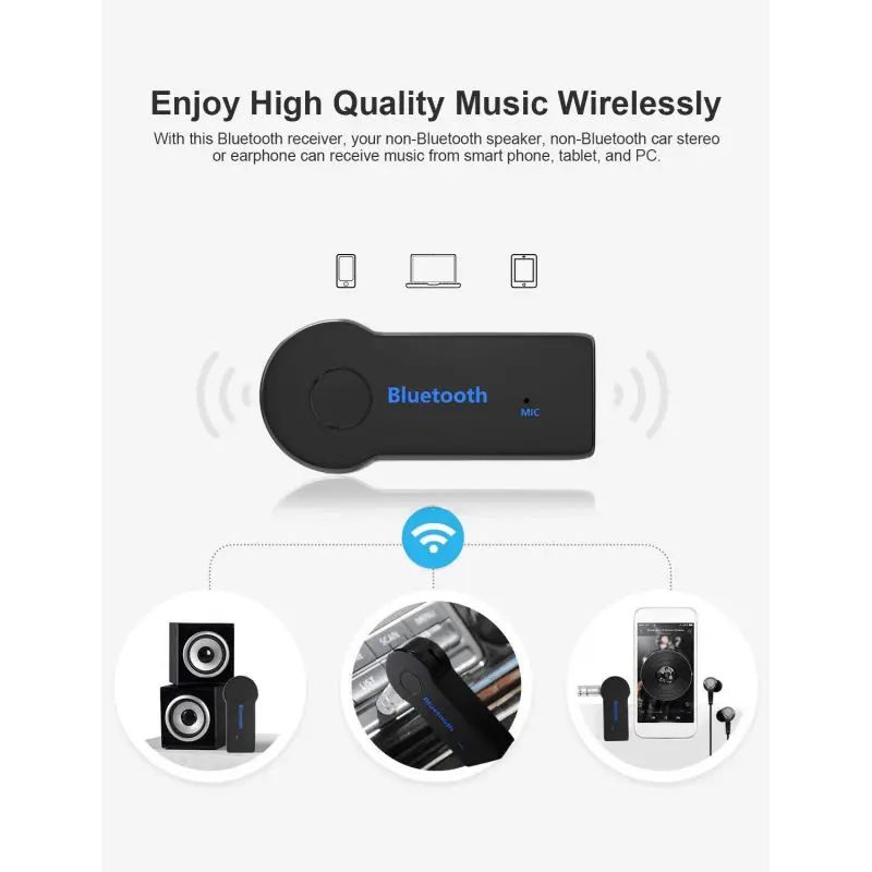 3,5 мм Jack с разъемом подачи внешнего сигнала AUX MP3 подходит для ответа на звонки и прослушивания музыки приемник автомобильной Беспроводной комплект громкой связи Bluetooth гарнитура для Динамик адаптер для подключения наушников