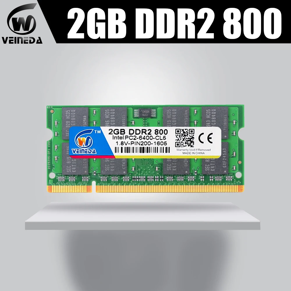 VEINEDA оперативная память Sodimm DDR2 2 ГБ 800 МГц ddr2 ноутбук Гб 667 для всех Intel amd mobo