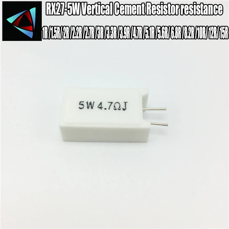 

2pcs RX27-5W SQM Vertical Cement Resistor resistance 1R 1.5R 2R 2.2R 2.7R 3R 3.3R 3.9R 4.7R 5.1R 5.6R 6.8R 8.2R 10R 12R 15R OHM