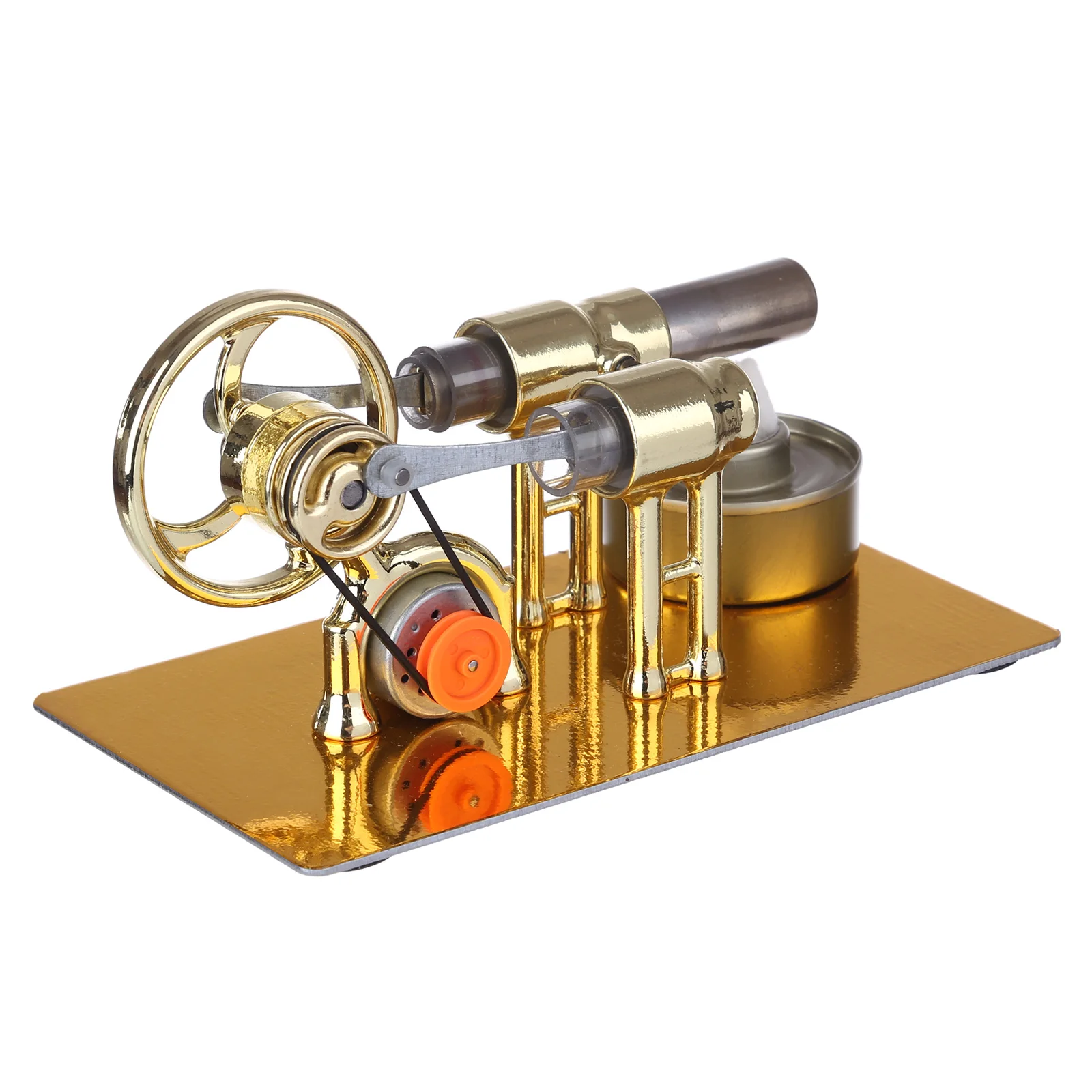 

Î³-Type Single-cylinder Stirling Engine Generator Model Science Experiment Educational Stem Toy with LED Diode and Bulb - Golden