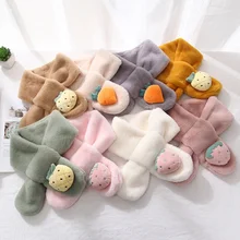 Осенне-зимний детский шарф, Имитация меха кролика, морковки, Санта Клауса, плюшевый шарф для мальчиков и девочек, общий шарф