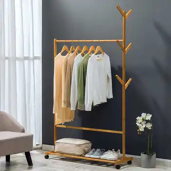 

Bamboo Furniture Coat Rack Racks for Clothes Wardrobe Stand Standing Rack Jacket Holder Jacket Hanger Shoe Rack Wood