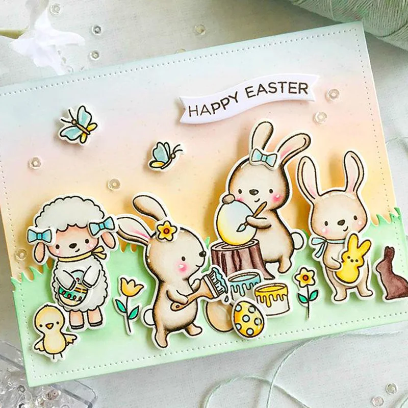 Joy Interaction Small Animal Cartoon Hippo Bee Cow Cow Fox Butterfly Bunny Clear Stamps For DIY Scrapbooking Card Making