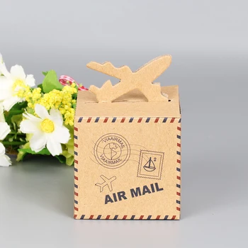 

10pcs Daptism Gifts Paper Favors Gifts Boxes for Wedding Decoration Mariage Candy Box Airplane DIY Party Baby Shower Party Decor