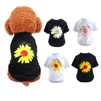 

2020 Fashion Daisies Pattern Dog Tshirt Summer Cool Pet Clothes For Small Dogs Puppy Cotton Vest For Chihuahua York Apparel 10E