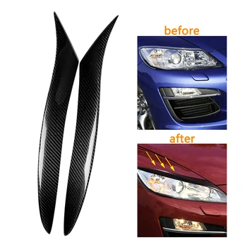 

1 Pair Carbon Fiber ABS Stickers Car Front Headlight Eyebrow Eyelids Cover Replacement Accessories For Mazda RX-8 RX8 2009-2012