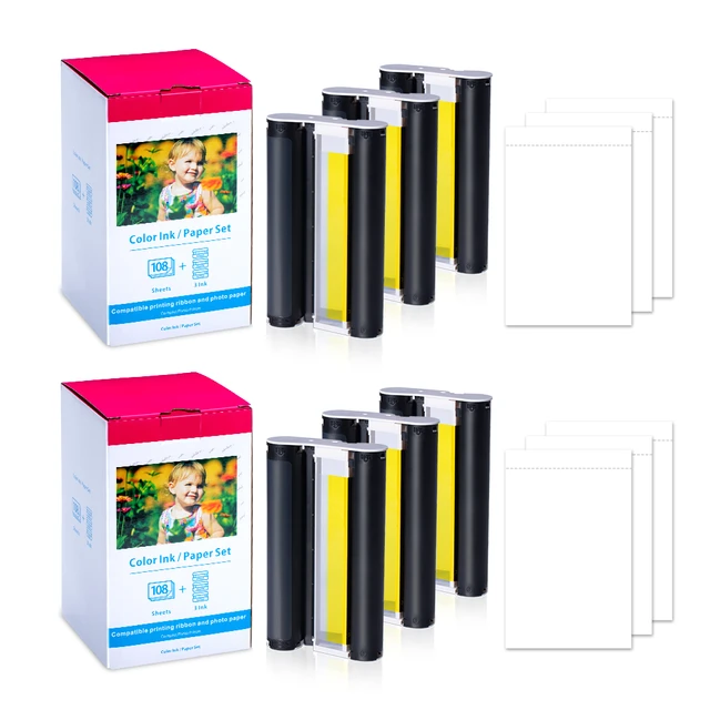 2 Boxes High Quality Glossy Photo Paper Compatible For Canon Selphy Cp1300  Cp1200 Kp-108in 3 Ink Cassette 108 Sheets 4 X 6 Paper - Photo Paper -  AliExpress