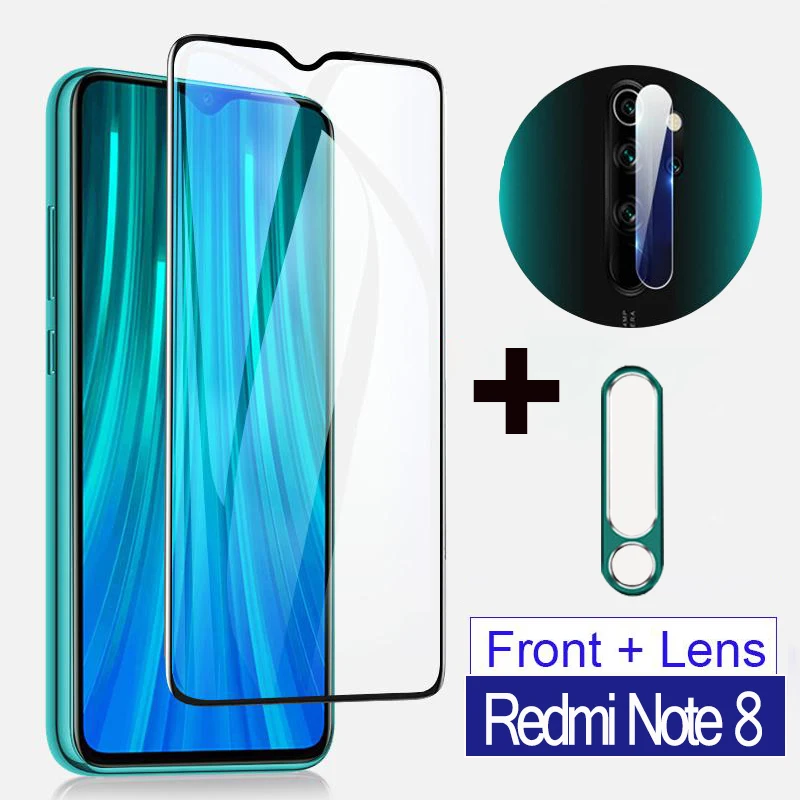 3 in 1 Tempered Glass for Redmi Note 8 8T 7 pro glass Screen Camera Lens Protector Metal Ring Film | Мобильные телефоны и