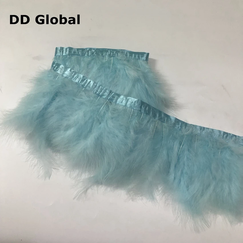 sky blue DD global 2 метра мятный зеленый крашенный шелк «Марабу» отделка 15-20 см Ширина Перья Кружева Планки украшения для рождественской вечеринки Карнавал Плюм - Цвет: sky blue