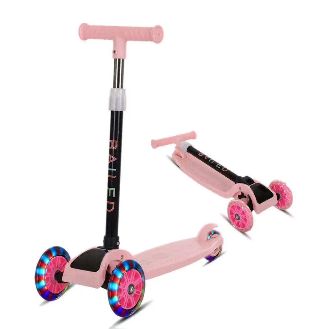Прочный Портативный складной со вспышкой 90 кг раздвижные складные столы и стулья,> 3 лет детский скутер - Цвет: pink