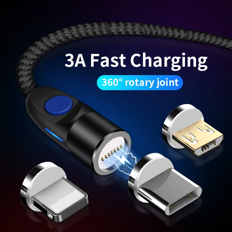 

MOXOM Magnetic Cable Micro Usb Type C Super Fast Charging Phone Usb C LED Light For IPhone Xiaomi Huawei Android Phone 1M