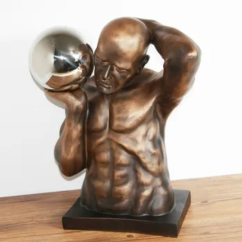 

55cm Nordic Style Abstract Thinker Statue Hercules Figure Lift Art Sculpture Resin Crafts Classical Home Office Decoration R2694