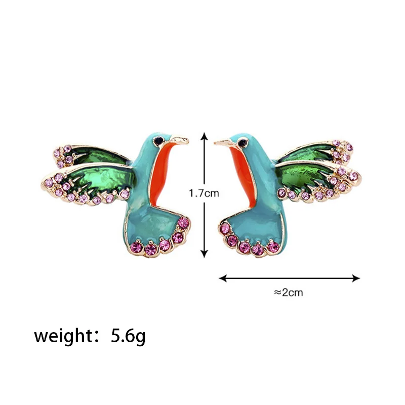 2021Exquisite crystal Little Bird Earrings New Design Women Enamel glaze Stud Earrings Fashion Jewelry Accessories - Image 6