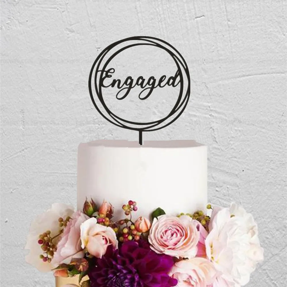 

Engaged Cake Topper Mirror Gold Acrylic Engagement Bridal Shower Party Cake Decoration Supplies Unique Party Favor Gifts