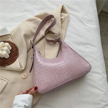 

Ladies Fashion PU Leather Armpit Bag Luxury Design Women Hobos Shoulder Bag Vintage Stone Pattern Female Daily Purse Handbags