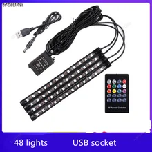 Для внутреннего оформления автомобиля огни модифицированные автомобильные USB подошвы атмосферные огни Светодиодный декоративные лампы внутреннего освещения красочные CD50 Q04