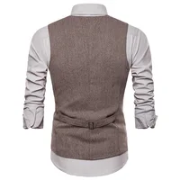 Manteau en GlaWaistcoat à Simple Boutonnage pour Homme, Vêtement Décontracté et Intelligent, à la Mode, Formel, à Col en V, pour Mariage 2