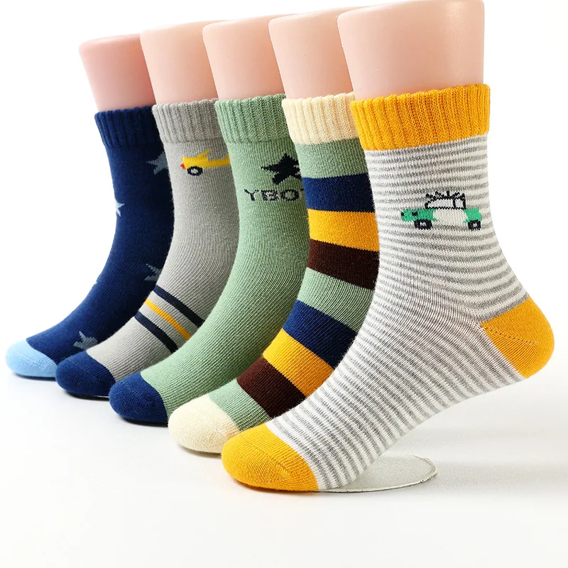 5pairs/lot Ins Fashion Baby Socks 5pairs/lot Children Boys Cartoon Socks Boys Car