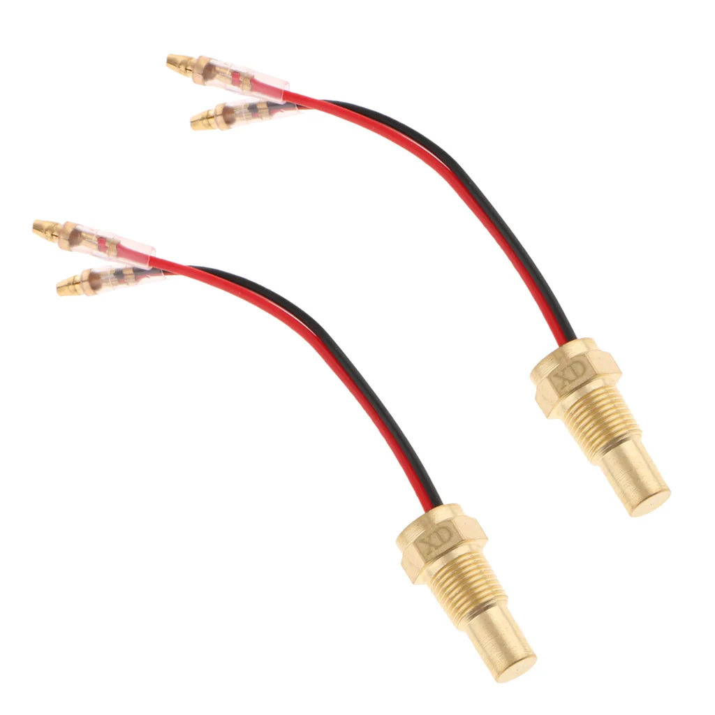 2pcs Vehicle SUV Water Temp Gauge 10mm Head Plug 1/8 Thread Sensor - Yellow