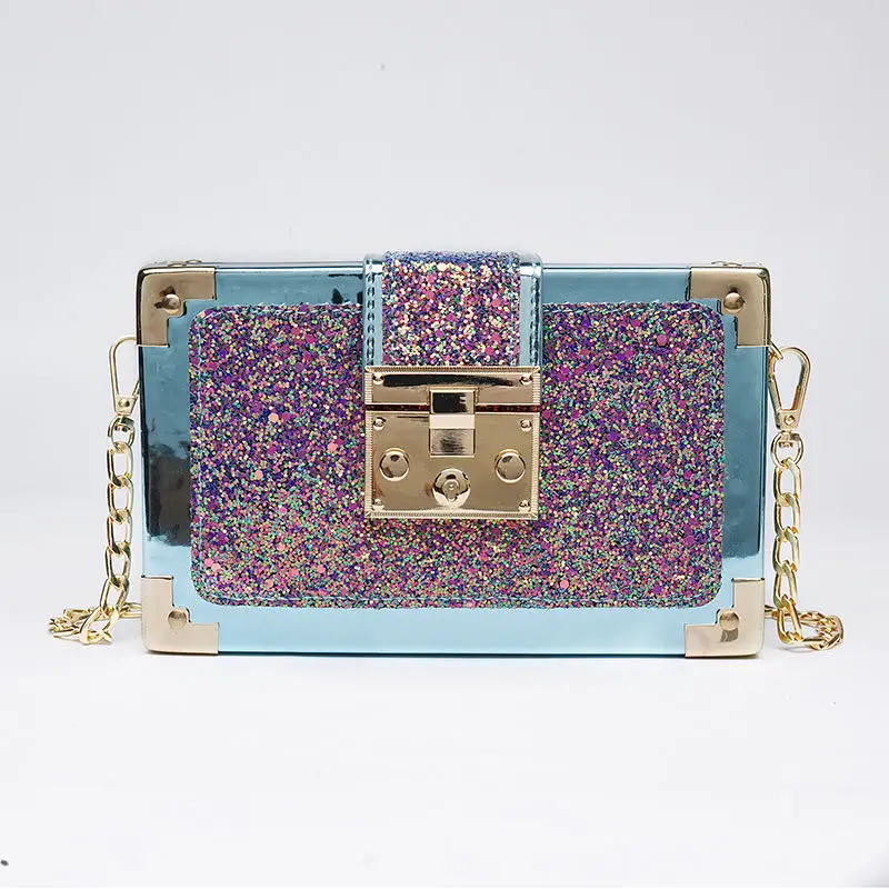 

2020 bag for women Fashionable sequined suitcase and bag shoulder bag crossody bag Charming chain small bag Rainbow evening bag