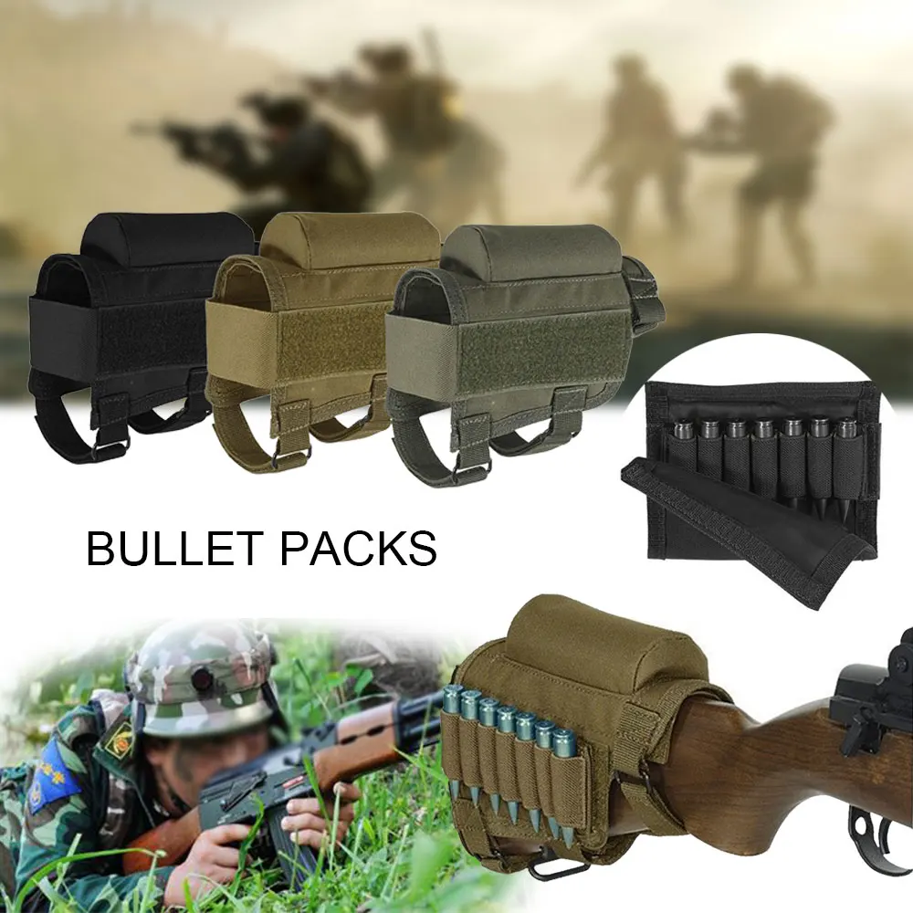 

Cheek Rest Butt Stock Hunting Accessories Equipment Bullet Holder Bag Rifle Package Nylon Portable Tactical Adjustable