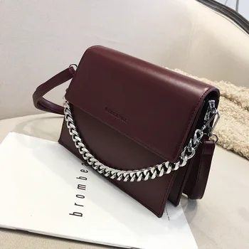 

Girl Bag 2018 Fashion New Chain Bag One Shoulder Bag Slash Bag Personality Simple Small Square Bag Purses and Handbags