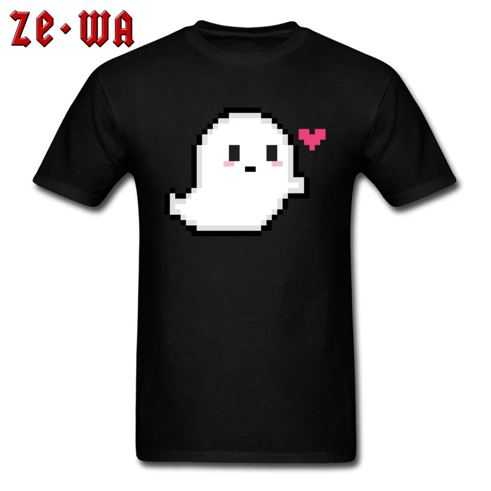 Cute Pixel Ghost YY Tops Tees Coupons Crew Neck Funny Short Sleeve Pure Cotton Men T Shirts Geek Top T-shirts Wholesale Cute Pixel Ghost YY black