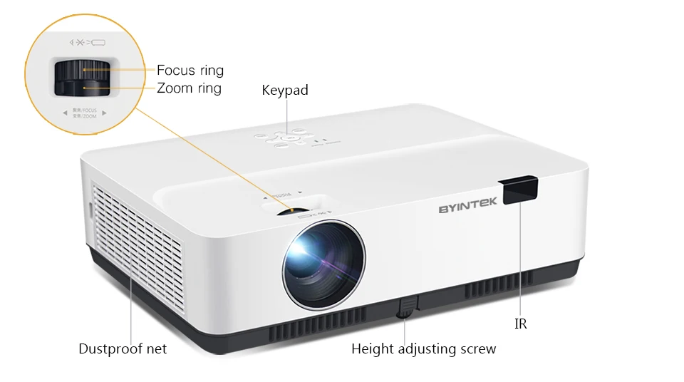 2020 Latest BYINTEK K400 3LCD Holographic Rear 300inch Full HD 1080P Video  Movie projector for Cinema Education Business