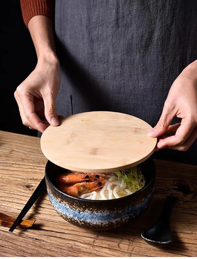6,5 дюймов/1500 мл японский стиль Ramen миска с крышкой кухонные аксессуары для посуды ложка палочки для еды креативные чаши для лапши быстрого приготовления
