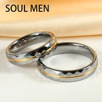 Trendy 4mm/5mm Tungsten Rings For Women Men Couples Wedding Band  High Polished Inlay Shiny Stone For  Engagement Rings 2