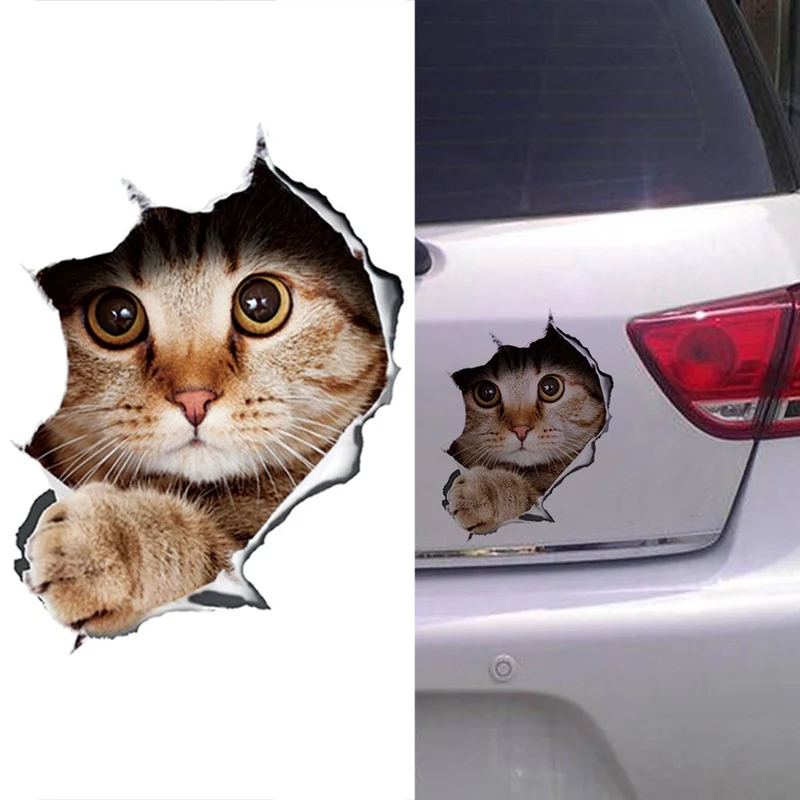

3D Stereo Anime Funny Creative Personality Kitten Cat Simulation Auto Sticker Car Styling Accessories Decal 13*18cm Cute Pet