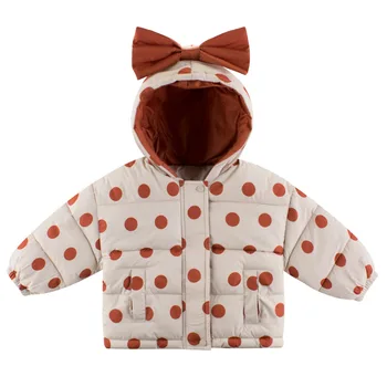 

Children Winter Jacket Toddler Girls Clothes Long Sleeve With Hooded Dot Pattern Kids Snow Overalls Kids Girls Outerwear Coats