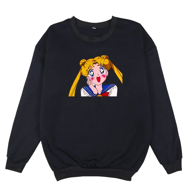 Harajuku Толстовка Женская толстовка Сейлор Мун Розовая Одежда Мужская Уличная