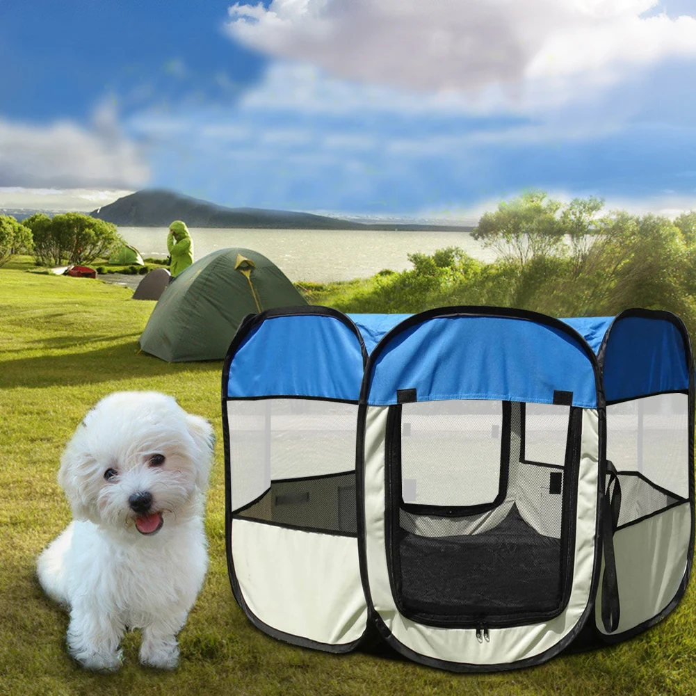 Jaula octogonal plegable para mascotas, caseta portátil para gatos, tienda de juegos, perrera para cachorros, cerca de fácil operación, casa para perros grandes