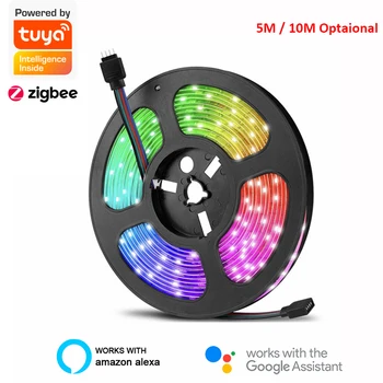 

Tuya Zigbee 10M RGB light strip kit smart home automotion Works with Alexa, Google Home Fit for party home use