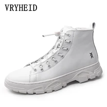 VRYHEID Genuine Leather Men Boots Fashion Casual Trend Waterproof Snow Boots High-top Non-slip Sole Short Ankle boots Man Bota