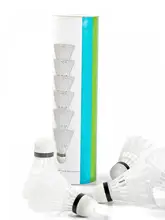 Pack Of 6 Super Durable Lightweight Plastic Nylon Badminton Training Ball Plastic Shuttle Cork Ball Head Yellow